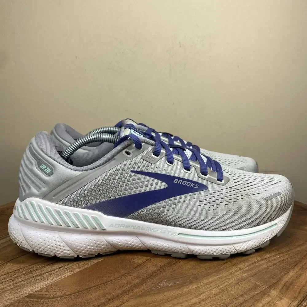 Brooks Adrenaline GTS 22 Gray Womens Gray And Blue Size 9.5 B Running Shoes